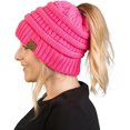 thumbnail image 1 of HSHDLDF Ponytail Messy Bun BeanieTail Women's Beanie Solid Ribbed Hat Cap, 1 of 7