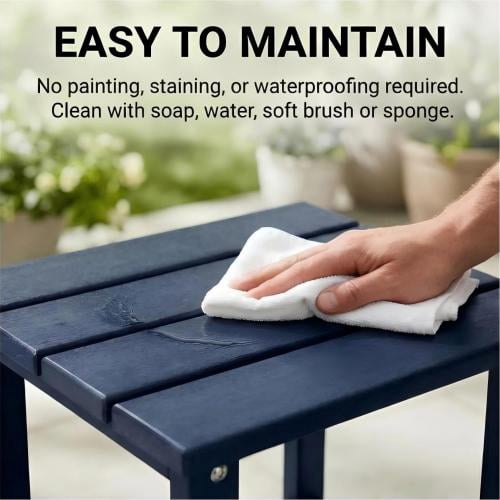 Adirondack Square Recycled HDPE Outdoor Side Table, Blue All-Weather Patio End Table for Backyard, Pool, Porch, Garden, Lawn