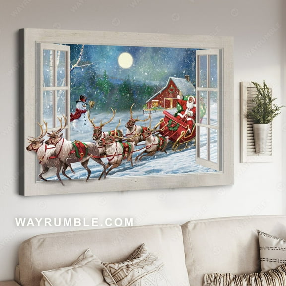 Stunning reindeer, Christmas night, Santa Claus, Winter painting - Jesus Landscape poster Prints, Home Decor Wall Art, UNFRAMED-8x12