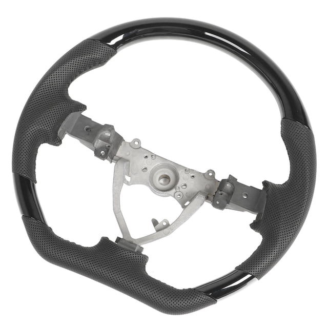 Car Flat Bottom Steering Wheel ,ABS Material Hydro Dip Steering Wheel Perforated Leather Flat Bottom Black Stitching Rplacement for FJ Cruiser 2007 to 2017