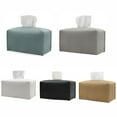 thumbnail image 3 of Marbhall Tissue Box Cover Holder, Square Modern Decoration Leather Facial Tissues Case Roll Paper Dispenser for Bathroom Vanity Countertop, Night Stands, Office Desk Car White, 3 of 5