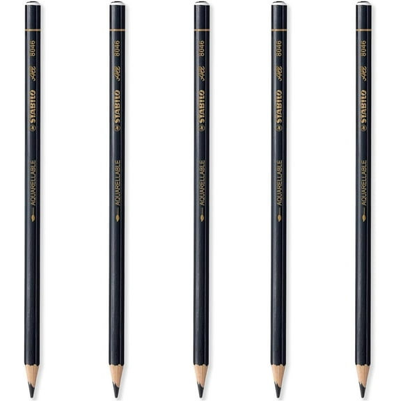 STABILO All Watercolour Effect Pencil - Black - Pack of 5