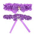 thumbnail image 3 of 2 Unids Wedding Bride Keepsake Ligueros Púrpura Bowknot Perla Nupcial Crystal Garter Belt Toss Set 1 Para Mantener 1 Para arrojar Yotijar Liga de satén de la boda, 3 of 8