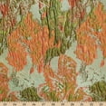 thumbnail image 3 of Abstract Plain Woven Crinkle Metallic Brocade Polyester Jacquard 57" Fabric By The Yard - Olive / Orange (1 Yard), 3 of 3