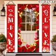 thumbnail image 2 of 2D FLAT 1pair Vanlentine Day Porch Banners, 71x12 Inch Happy Valentines Day Door Banner, Valentine's Day Porch Sign Couplet Banners for Valentines Porch Decor, Indoor/Outdoor Polyester Door Decor, 2 of 6
