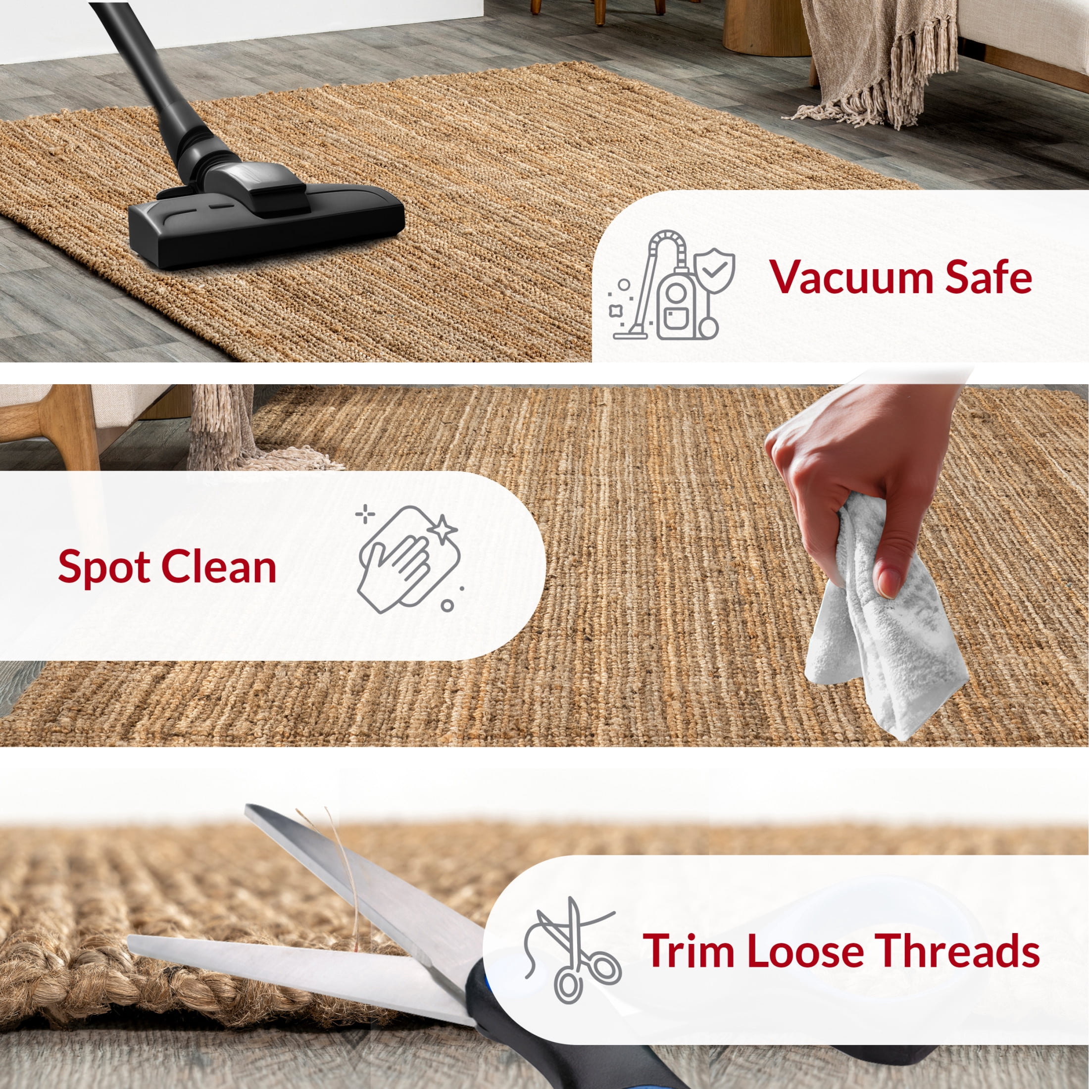 nuLOOM Ashli Solid Farmhouse Jute Area Rug, 7' 6" x 9' 6", Ashli Natural
