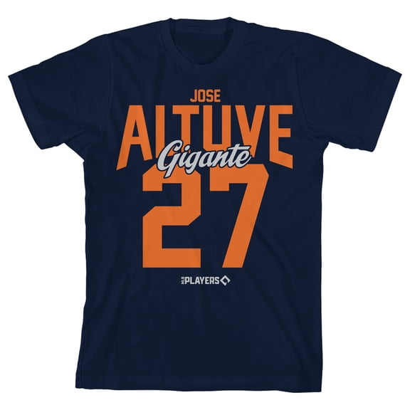 MLBPA Jose Altuve Gigante 27 Youth Navy Crew Neck Short Sleeve T-shirt-Medium