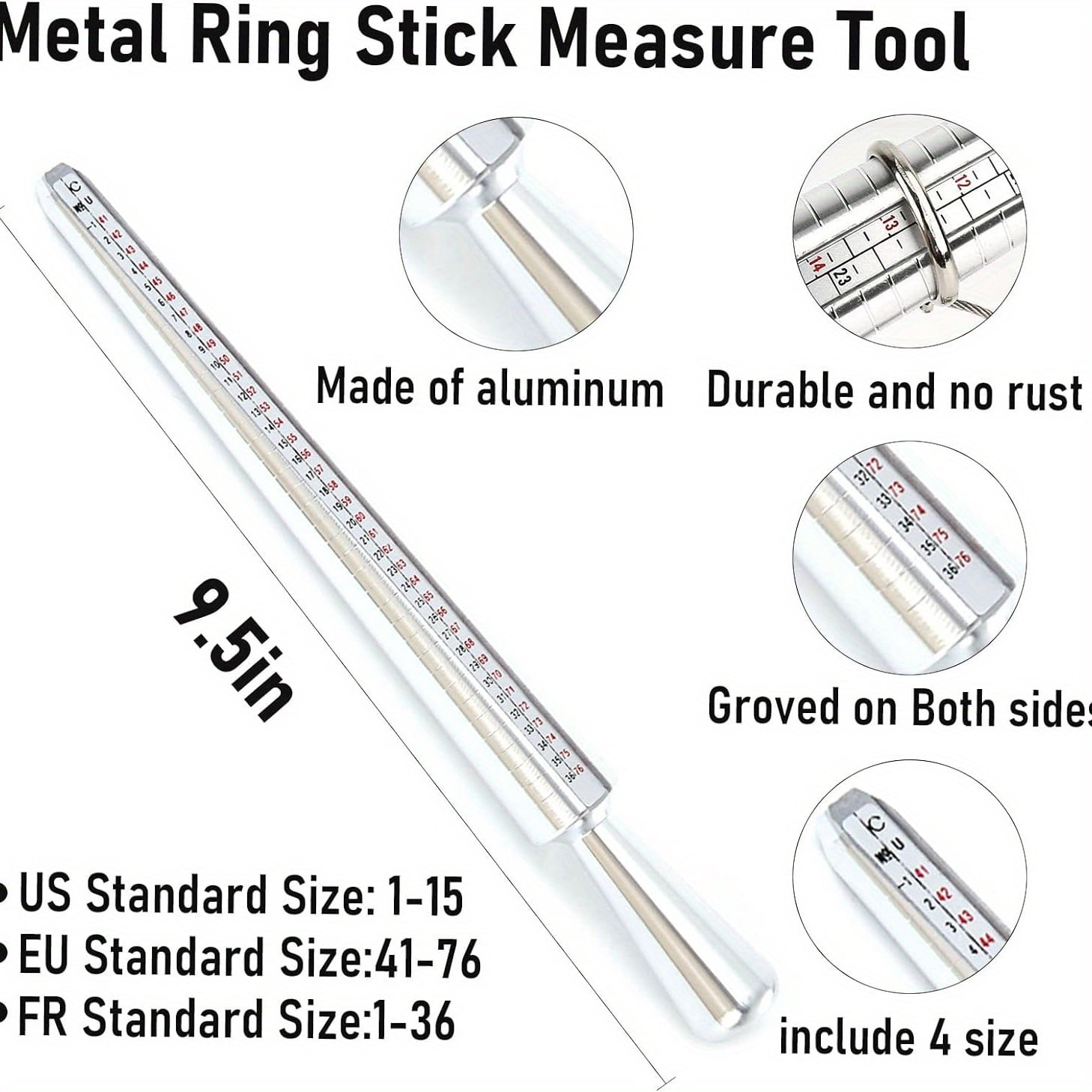 Heavy Duty Ring Bender Tool, Ring Press Machine for Spoon Rings, Jewelry Ring Making Kit with Ring Sizer Gauge, Ring Mandrel Stick & Double Head Rubber Hammer, 6 Round Dies and 2 Post Dies Set