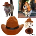 thumbnail image 2 of Pet Cowboy Hat for Dogs and Cats, Adjustable Western Style Headwear for Birthday Party and Photo Shoots, Brown S, 2 of 7