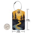 thumbnail image 4 of Sikiie Sunset River Pine Trees Luggage Tag for Suitcase Leather Baggage Tag with Stainless Steel Loop Privacy Cover for Women Men Girls-2 PCS, 4 of 5