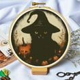 thumbnail image 2 of DIY Stamped Cross Stitch Kits with Hoop Black Halloween Cat for Beginners Easy 11CT Needlepoint Embroidery Counted Cross Stitch Kits Art Craft Wall Decoration and Gift 33x33cm, 2 of 9