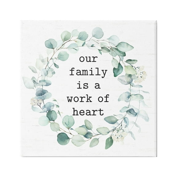 Stupell Industries Work Of Heart Family Phrase Botanical Blooms Wreath Graphic Art Gallery Wrapped Canvas Print Wall Art, Design by Lettered and Lined