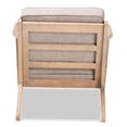 thumbnail image 4 of Bowery Hill Light Grey Upholstered Antique Oak Finished Wood Armchair, 4 of 9