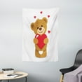 thumbnail image 1 of Funny Bear Tapestry, Funny Teddy Character Holding a Heart Valentine's Day Concept, Wall Hanging for Bedroom Living Room Dorm Decor, 40W X 60L Inches, Amber Dark Coral and White, by Ambesonne, 1 of 2