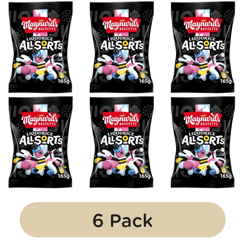 Maynards Bassetts Liquorice Allsorts Sweets Bag 165g, British Import (Pack of 6)