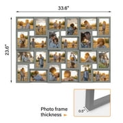 Hello Laura 24 Opening Gray Multiple Photo Frames Collage 4 x 6 Pictures with Large Family and Friend Decor