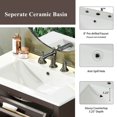 thumbnail image 6 of Yardi Yarda 30" Bathroom Vanity with Ceramic Sink, Equipped with Adjustable Shelf and Tip-Out Tray, Bathroom Vanity with Solid Wood Legs and Soft Close Hinges, Dark Brown, 6 of 20