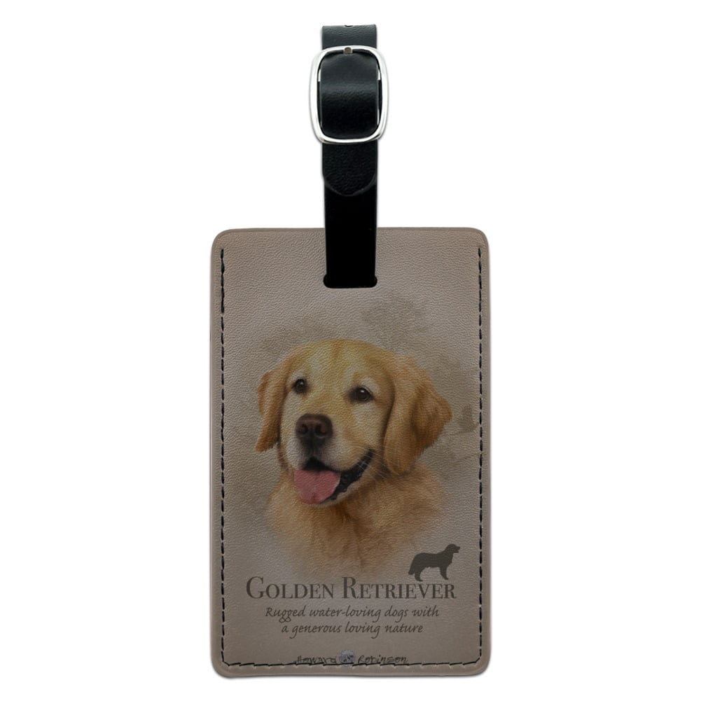 Golden Retriever Dog Breed Rectangle Leather Luggage Card Suitcase