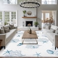 thumbnail image 3 of Ocean Blue Coral Area Rugs 5'x8', Washable Small Throw Rugs for Classroom Bedroom, Summer Coastal Starfish Conch Nautical Indoor Outdoor Rug Non-Slip Low Pile Carpet Runner Reversible Floor Mats, 3 of 8