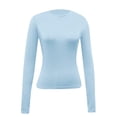 thumbnail image 4 of yueewhu Long Sleeve Shirts for women-Underscrub Crew Neck Slim Fit Basic Tops for Teens Workout Going Out Y2K Fall Fashion 2026 (Light Blue, S), 4 of 4