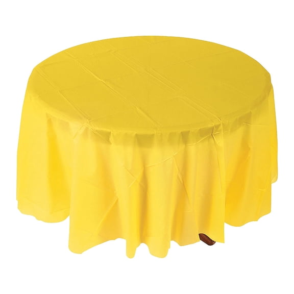 Yellow Plastic Round Tablecover (82") - Party Supplies - 1 Piece