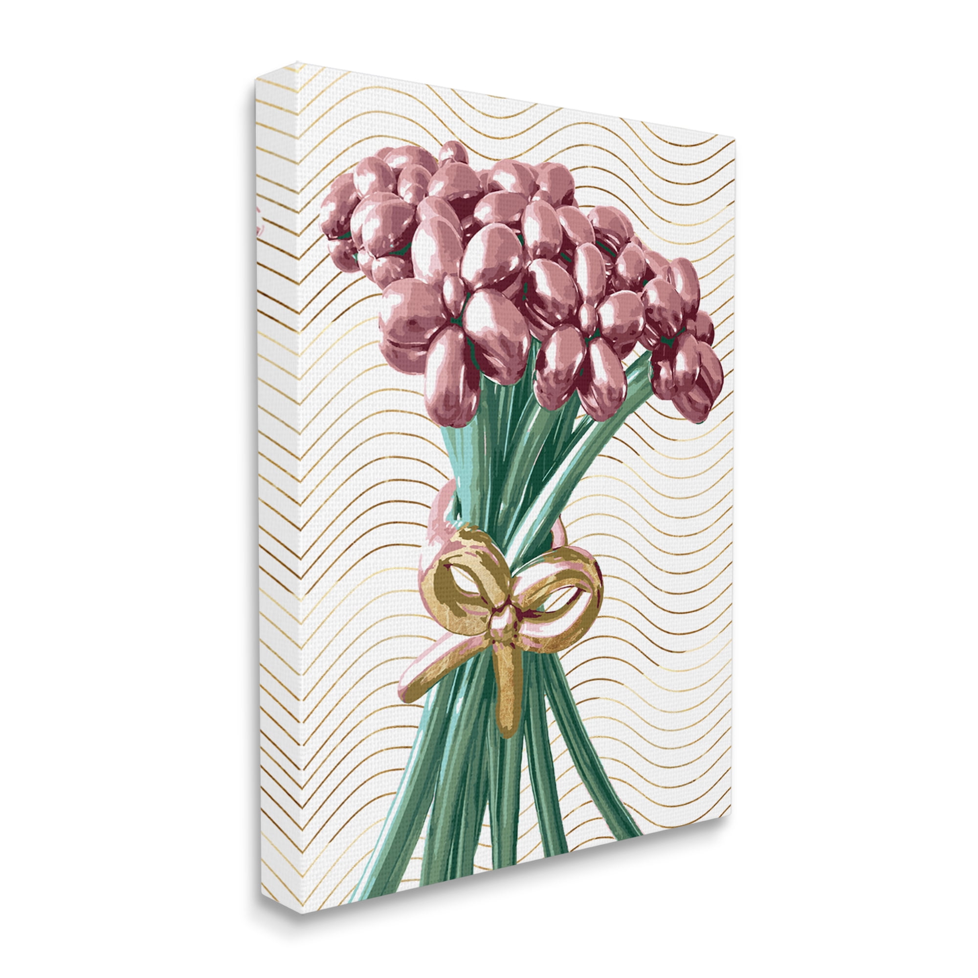 Stupell Industries Balloon Bouquet on Stripes Abstract Painting Gallery Wrapped Canvas Print Wall Art, 24 x 30