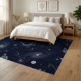 thumbnail image 3 of ODIKA 6'x9' Washable Area Rug Starry Motifs Planetary Planets Stars Themed Large Galaxy Nebula Playful for Queen Size Bedroom, Under Bed, Master Suite, Easy Care, Non-Shedding, 3 of 7