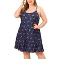 thumbnail image 2 of GRACE & GRANDEUR Robe de Nuit Pyjama pour Femme Grande Taille, Fruit, Bleu Marine 1X, 2 of 6