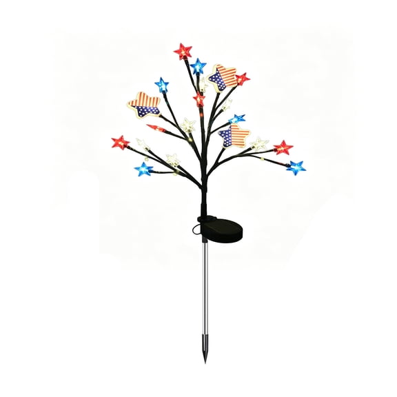 Memorial Day Saving!4th of July Decorations, 4th Of July Solar Star Stake Lights Americans Flag Patriotic Tree Lights For Yard GardenLawn Outdoor Independence Day Decor