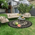 thumbnail image 3 of Round Outdoor Rugs 5ft Waterproof Patio Plastic Straw Rug Reversible Camping Carpet Lightweight Indoor Area Rug for Picnic RV Camping Balcony Graden Beach Boho Porch Decor,Black coffee, 3 of 9