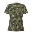 thumbnail image 3 of Goofa Green Skulls Pattern Womens Deep V Neck Low Cut Tops Casual Summer Short Sleeve Ribbed Knit T-Shirts-Small, 3 of 5