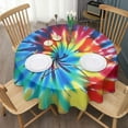 thumbnail image 3 of Colorful Rainbow Tie Dye Spiral Pattern Round Tablecloth 60"x60",Wrinkle Wipeable Table Cloth for Kitchen Dining Room Picnic Patio Party, 3 of 6