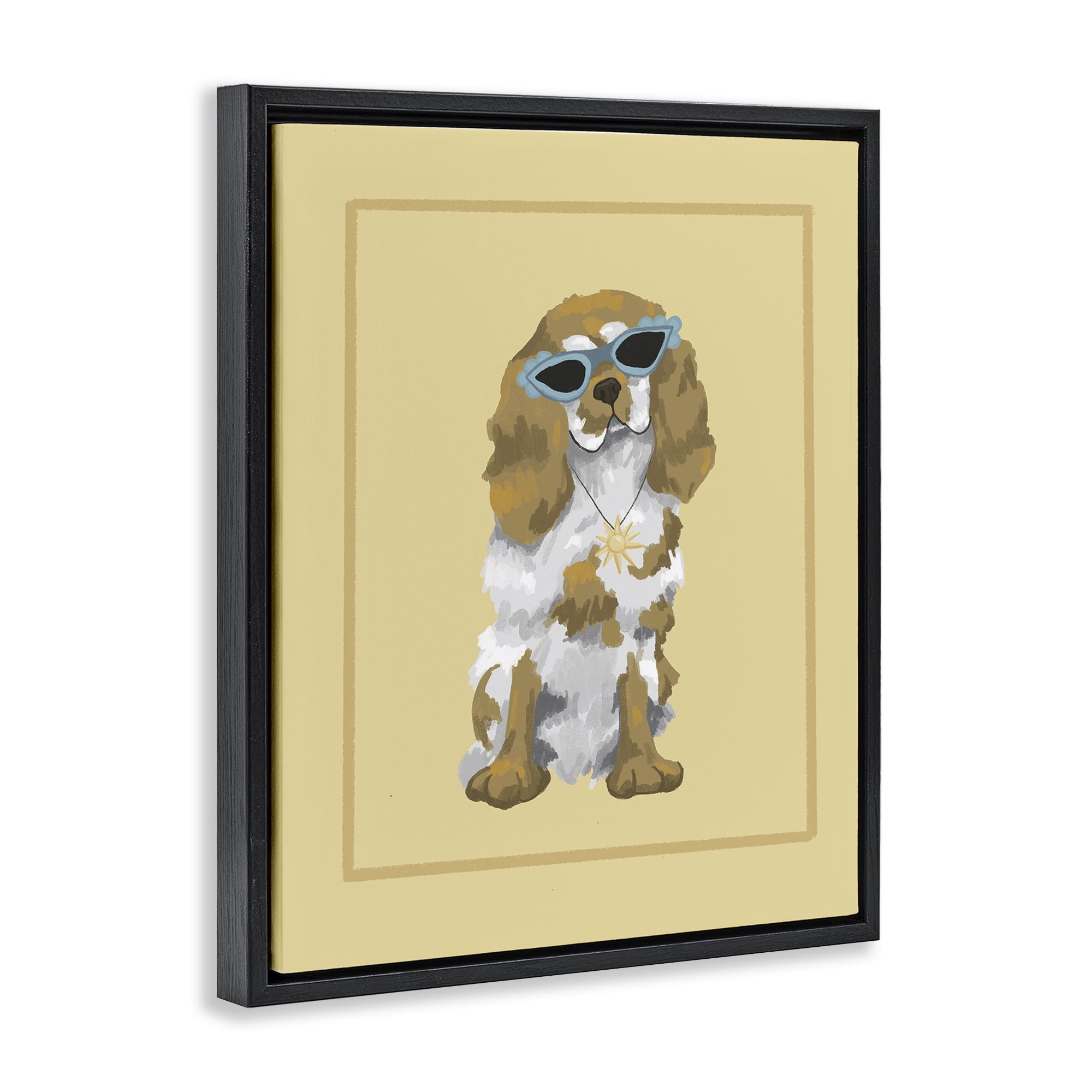 Stupell Industries Coolest Dog & Sunglasses Black Framed Floater Canvas Wall Art, design by Sadie Harper