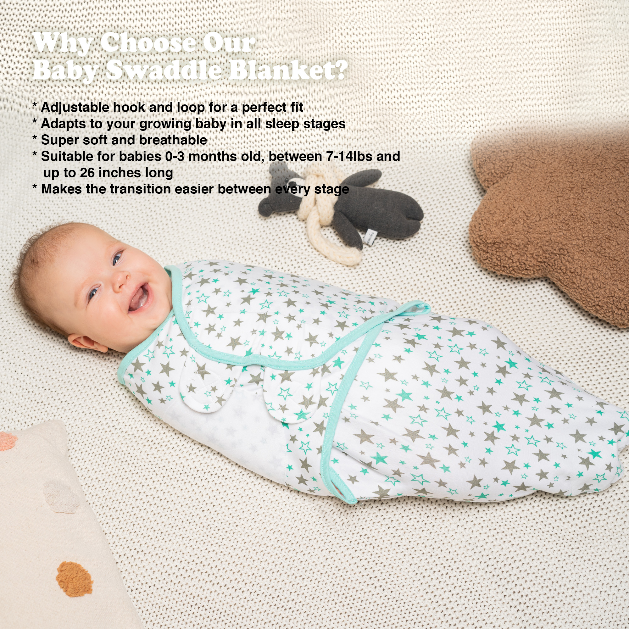 Bublo Baby Swaddles for Newborns 0–3 Months, 3-Pack photo 8
