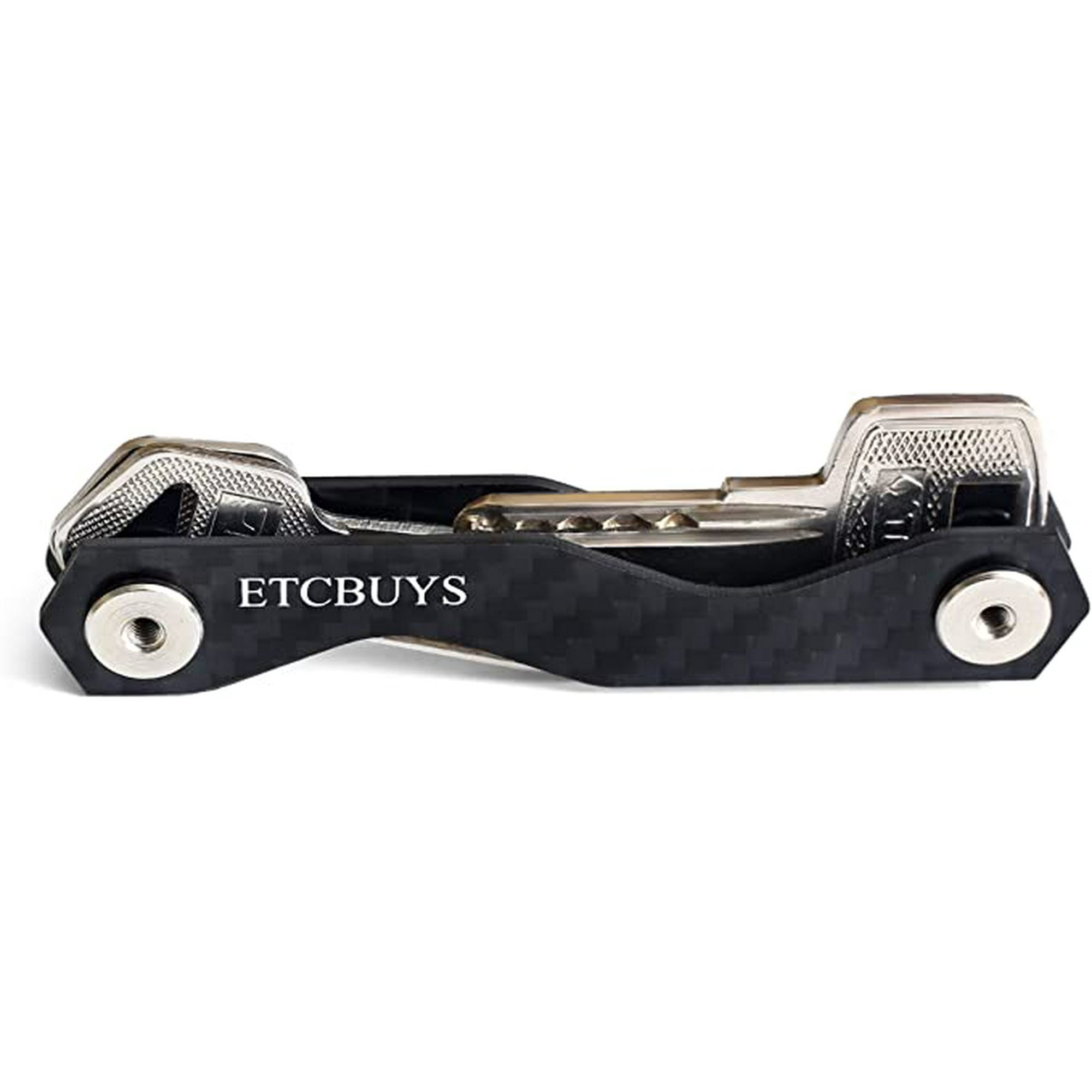 Compact Key Holder A Carbon Fiber Stainless Steel Key Chain Organizer that Holds Up to 18 Keys with Utility Multi Tool Key Gadget includes Pill Holder Bottle Opener Carabiner Gift