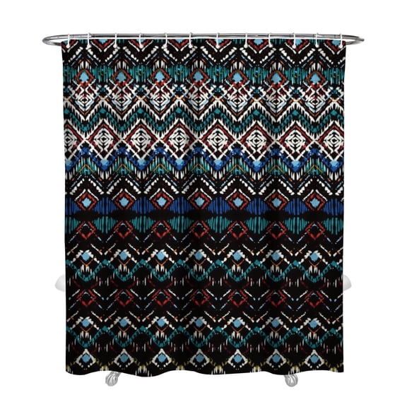 Extra Long Boho Shower Curtain 72x84 Inches - Vintage Floral & Tropical Leaves Pattern, Waterproof Bohemian Bathroom Decor with 12 Hooks, Tribal Rustic Style