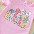 thumbnail image 4 of HCNTES Baby Girl Holiday Outfit Graphic Romper 3-Piece Set Ideal for First Easter Egg Hunt and Home Celebrations, 4 of 7