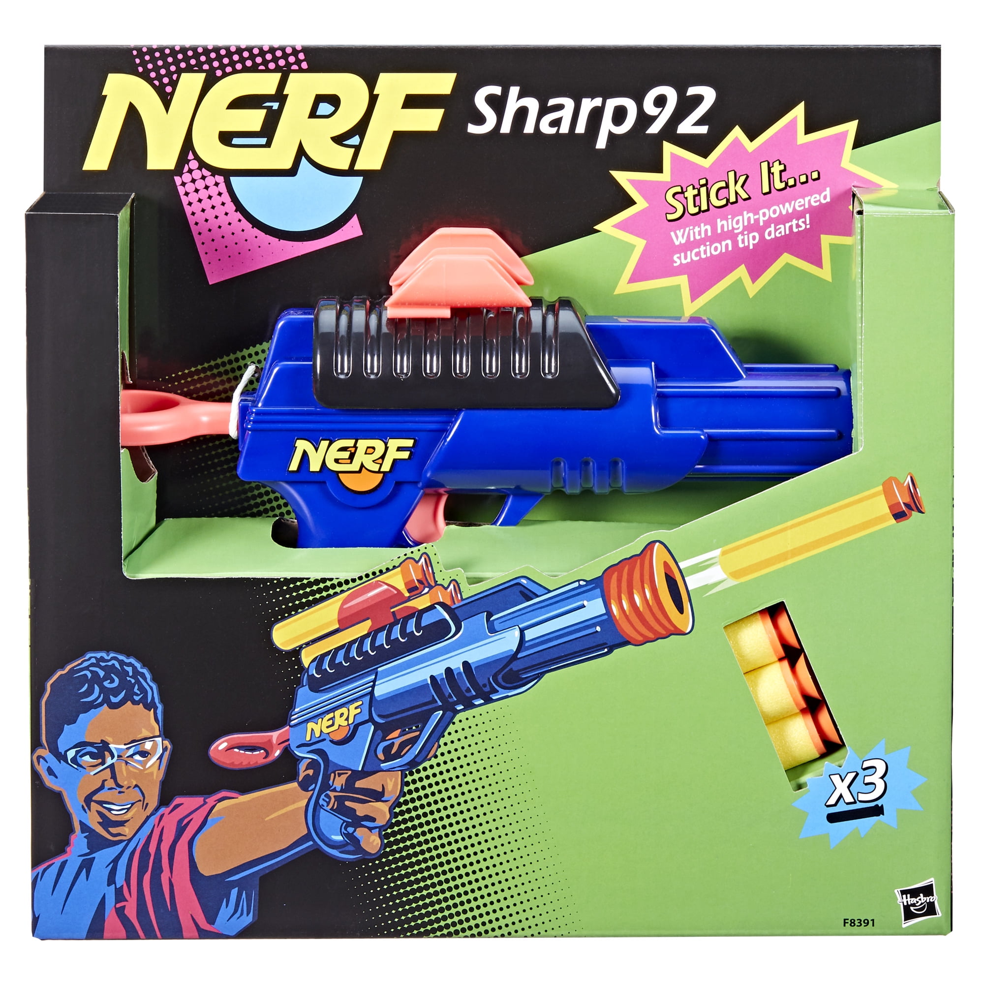 Nerf - Brandclub - Nerf Sharp92 Retro Dart Blaster, 3 Suction Tip