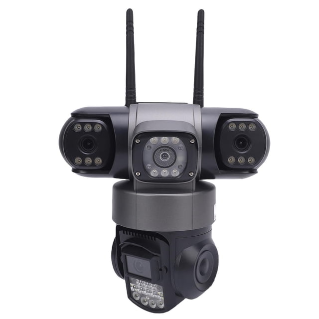 Cámara De Seguridad De Triple Lente De 2 MP Con Grabación De 3 Pantallas, Deteccióne De Movimiento, Deteción Humana, Conversación Bidirecional, Alarma De