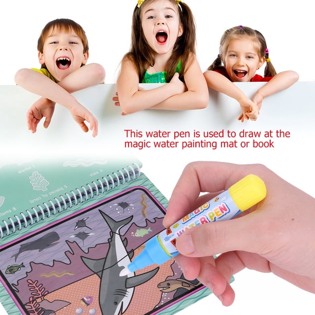Bolígrafo mágico de agua, 2 piezas/juego de colorante con agua para bebés, bolígrafo de dibujo con agua para bebés, bolígrafo para colorear con agua para bebés, máxima confiabilidad