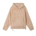 thumbnail image 3 of SWSMCLT Women's Fuzzy Hoodie Hooded Fleece Sweatshirt Plush Winter Warm Long Sleeve Cute Hood Pullover Pj Pajama Tops Cold Weather Apricot X-Large, 3 of 5