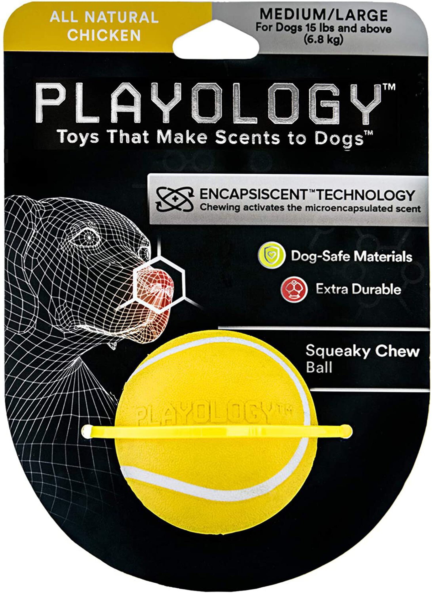 PLAYOLOGY SQUEAKY CHEW BALL CHICKEN MD