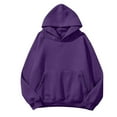 thumbnail image 4 of Landzoo Women Solid Color Basic Letter Loose Hoodie Sweatshirt Long Sleeve Pocket Drop Shoulder Pullovers Top Warm Breathable Women's Hoodie, 4 of 4