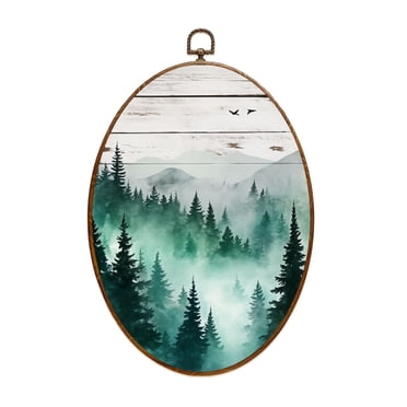 Canvas Wall Art Farmhouse Pine Tree Forest Rustic Wood Mountain Vintage ...