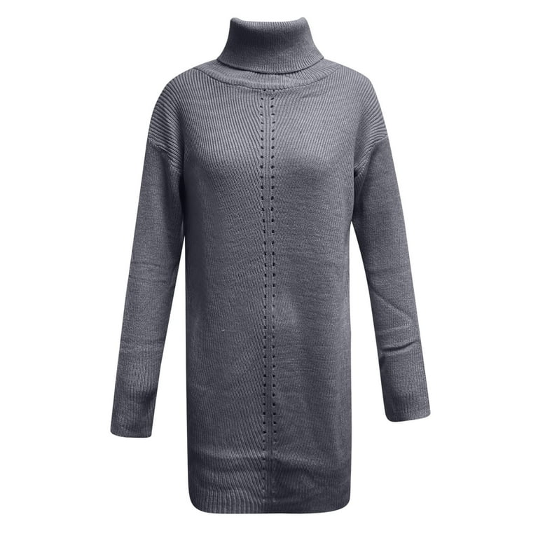 Womens Sweater Dress Long Sleeve Diamond Knit Pullover Slim Fit