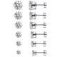 thumbnail image 5 of Pendientes de acero de titanio de moda, pendientes de aguja fina con seis garras, pendientes de circonita de acero inoxidable redondos, pendientes para hombre, joyería piercing, 5 of 6