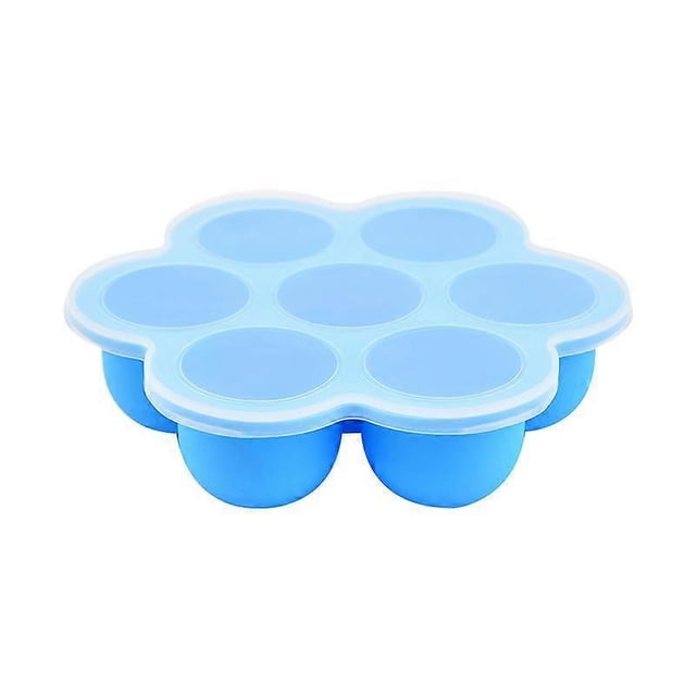Baby Food Frozen Storage Box, Baby Silicone Container With Airtight Lid And 7 Independent Cells, Food Storage Freezer Tray
