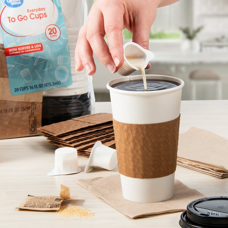 Great Value Everyday to Go Cups, Lids & Sleeves, 16 fl oz, 20 Count -  Walmart.com
