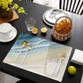 thumbnail image 3 of Haze Blue Beach Coastal Placemats Set of 6, Summer Ocean Nautical Seaside Placemats for Dining Table, Place Mats for Kitchen Tabletop, Waterproof Wipeable Dining Table Mats Set, 3 of 9