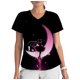 thumbnail image 3 of Blusa de salón de belleza con cuello en V y estampado de Sailor Moon para mujer, ropa de trabajo, de manga corta, 3 of 5